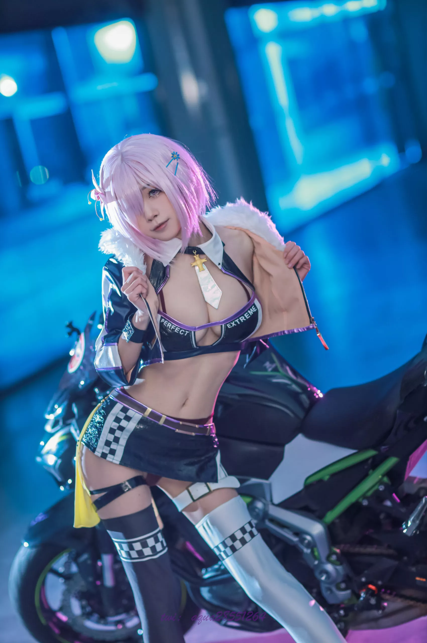Race Queen MashuKyrielite Motorcycle Cosplay by Aqua 2 scaled 1