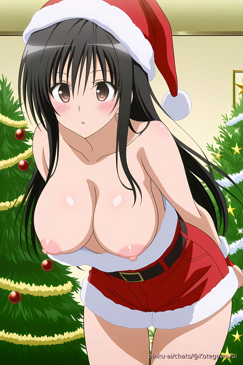 1girl ai_generated aichat blush breasts christmas cosplay cute hd hentai kotegawa_yui nipples pinku pinku.ai pinku_ai pinkuai porn santa sexy to_love-ru uncensored